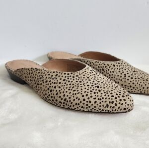 Caslon Callie Leopard Cheetah Cream Brown Spotted Calf Hair Mule Slides Size 8